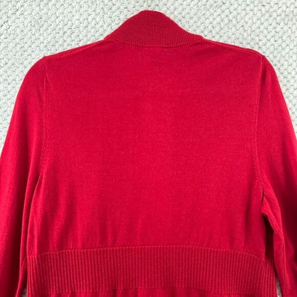 Talbots Sweater Womens L Red Knit Merino Wool Open Front Cardigan Long Sleeves - Picture 6 of 12